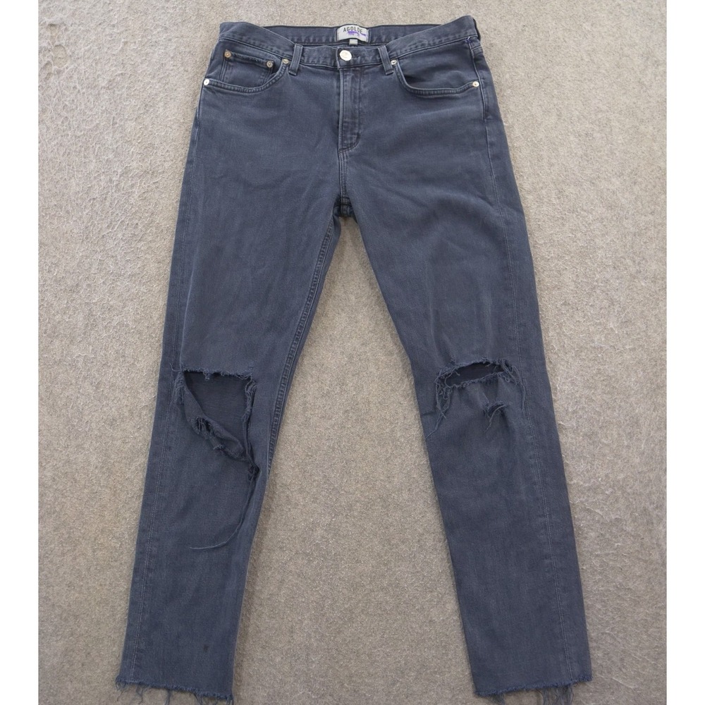 Agolde Jeans Womens 33 Blue 90's Pinch High Rise Distressed Slim Straight 90s